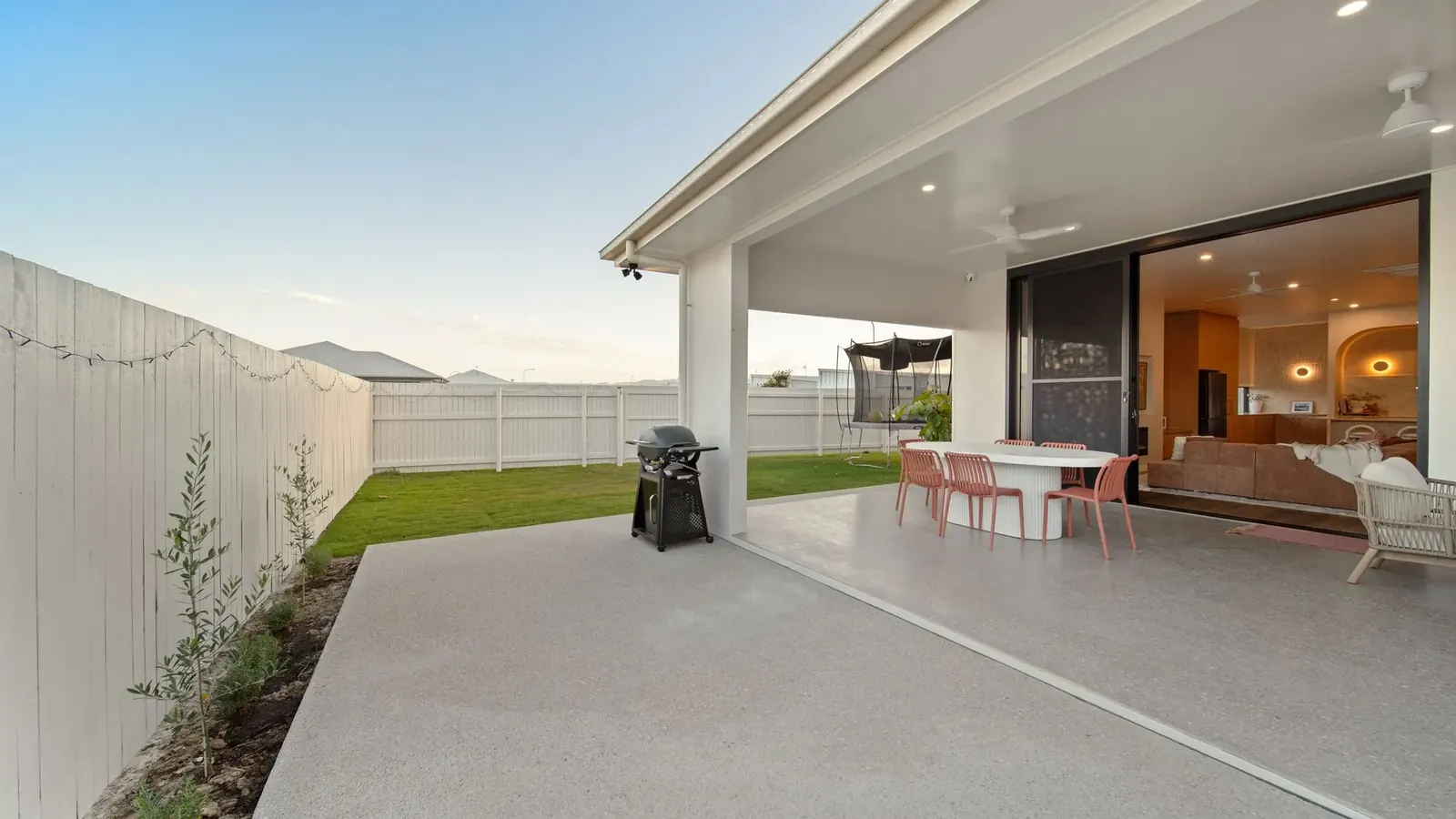 Pool and paved entertaining area at the rear of Sunnymount House